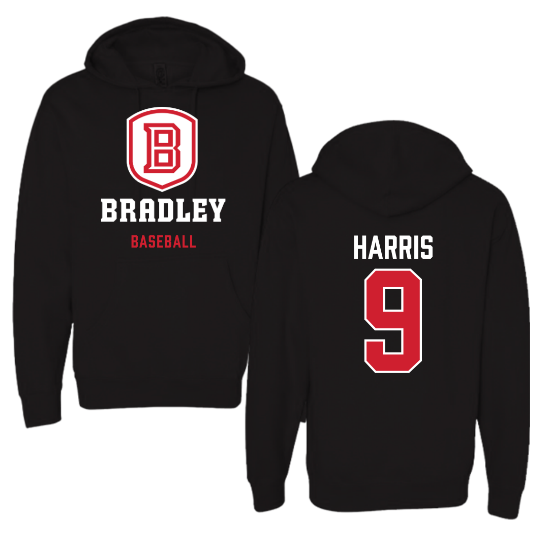 Bradley University Baseball Black Hoodie - #9 Easton Harris