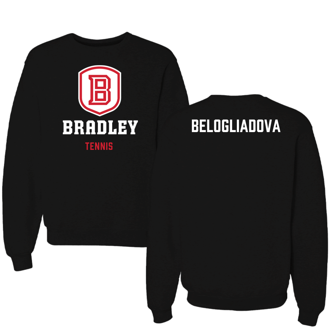 Bradley University Tennis Black Block Crewneck - Anna Belogliadova