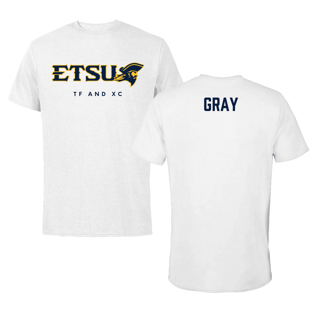 East Tennessee State University TF and XC White Tee  - Bonita Gray