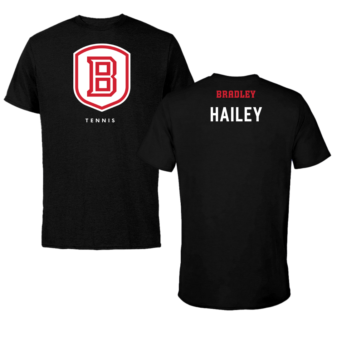 Bradley University Tennis Black Shield Tee - Kirstin Hailey