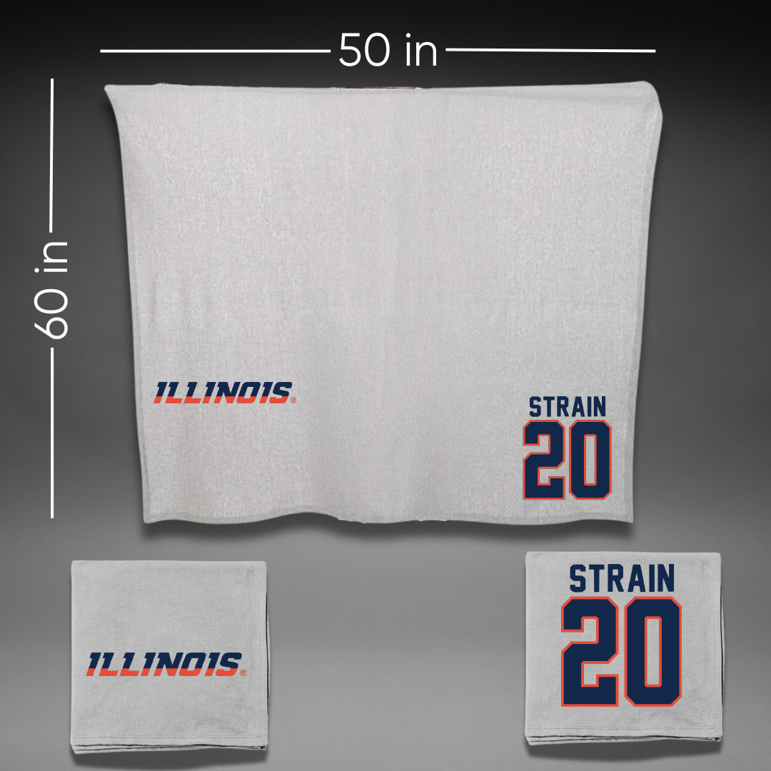 University of Illinois Football Gray Blanket - #20 Tyler Strain