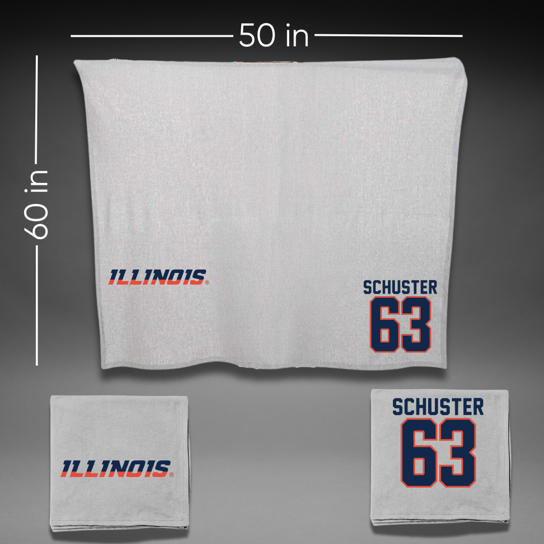 University of Illinois Football Gray Blanket - #63 Dezmond Schuster