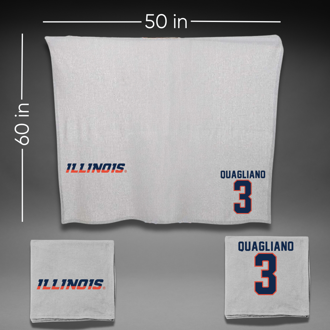 University of Illinois Baseball Gray Blanket - #3 Coltin Quagliano