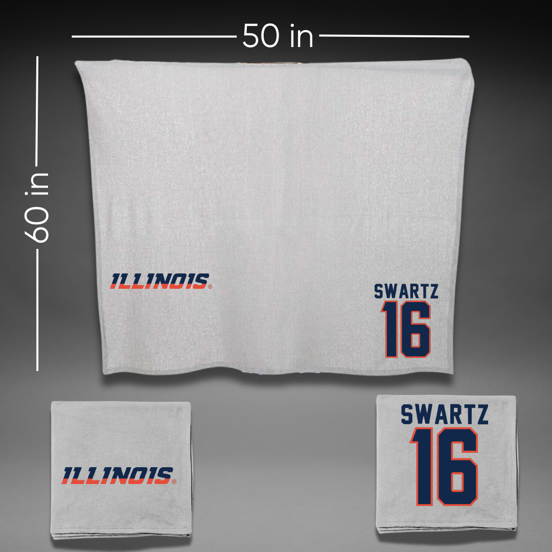 University of Illinois Baseball Gray Blanket - #16 Jake Swartz