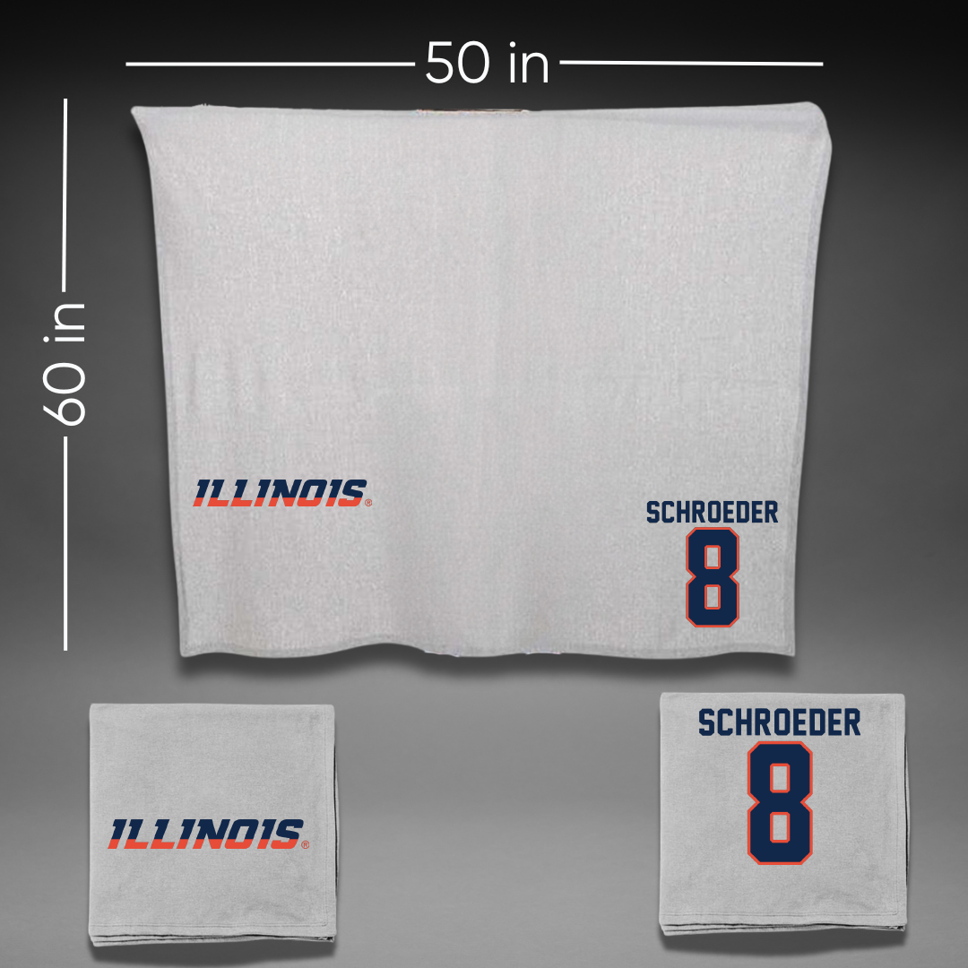 University of Illinois Baseball Gray Blanket - #8 Jacob Schroeder