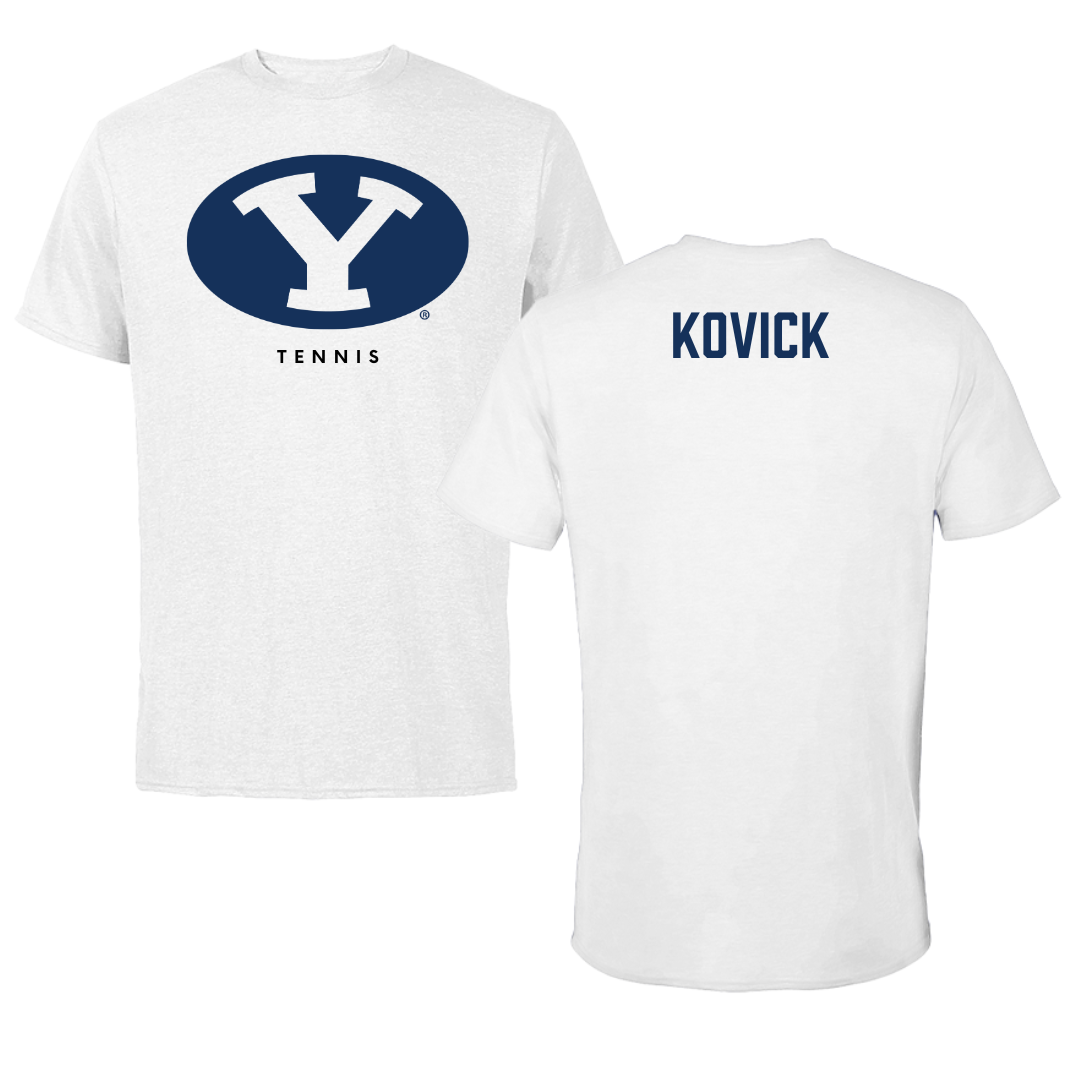 Brigham Young University Tennis White Tee  - Kendall Kovick