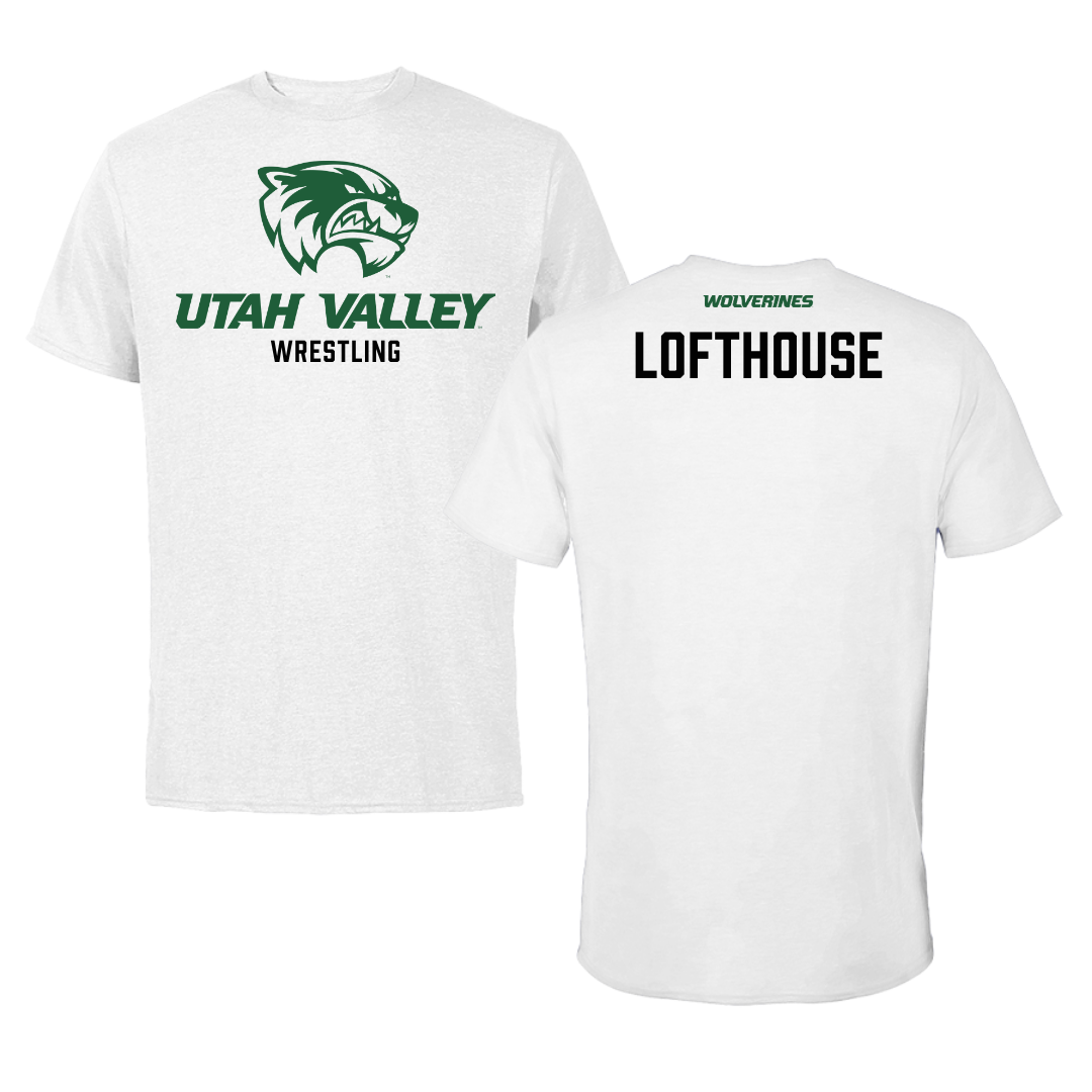 Utah Valley University Wrestling White Tee  - Tanner Lofthouse