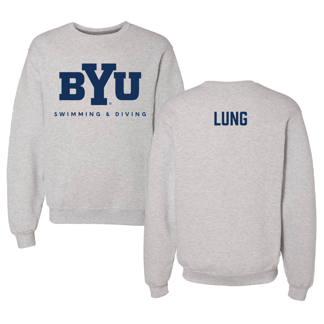 Brigham Young University Swimming & Diving Gray Crewneck  - Mackenzie Lung