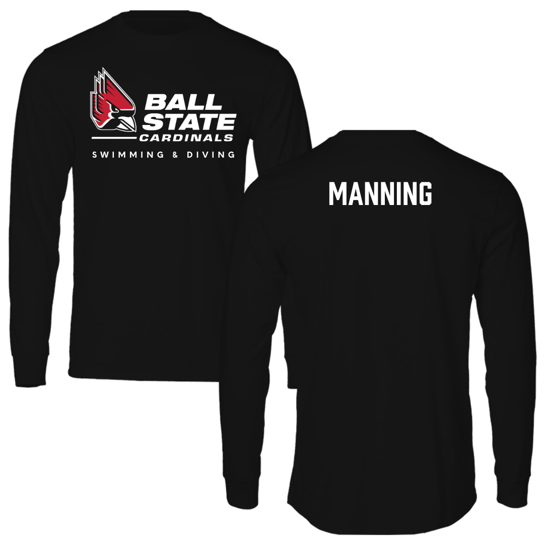 Ball State University Swimming & Diving Black Long Sleeve  - Reece Manning