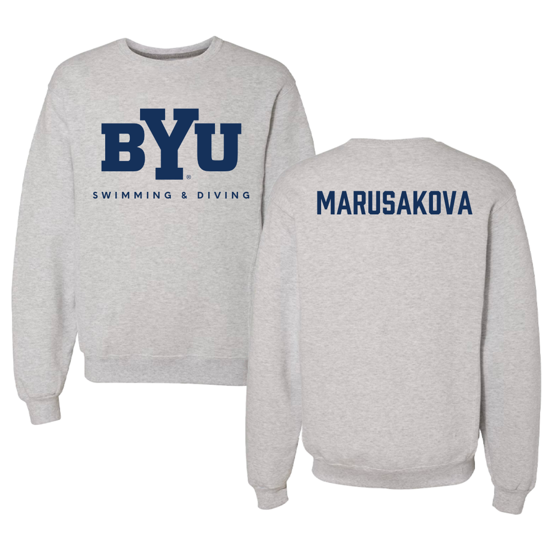 Brigham Young University Swimming & Diving Gray Crewneck  - Emma Marusakova