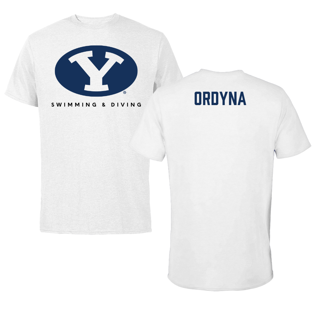 Brigham Young University Swimming & Diving White Tee  - Aubryn Ordyna