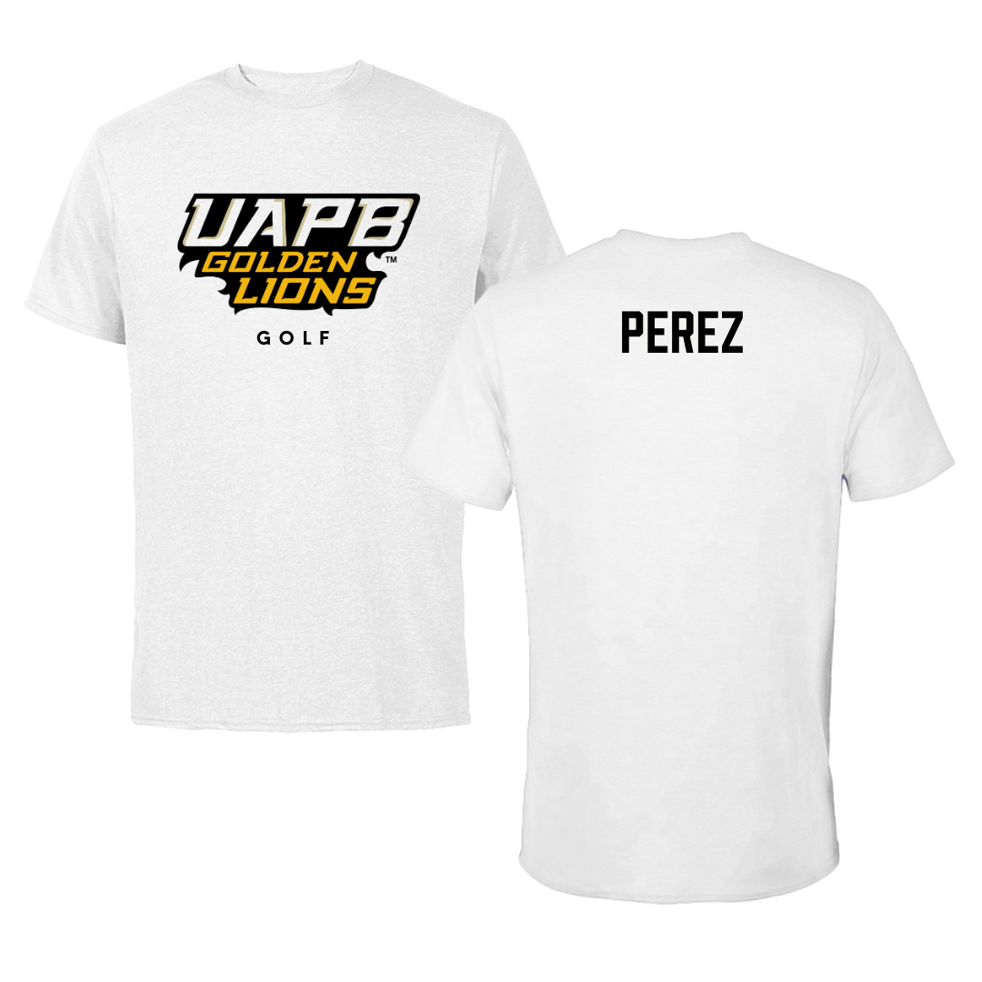 University of Arkansas-Pine Bluff Golf White Tee  - Angel Perez