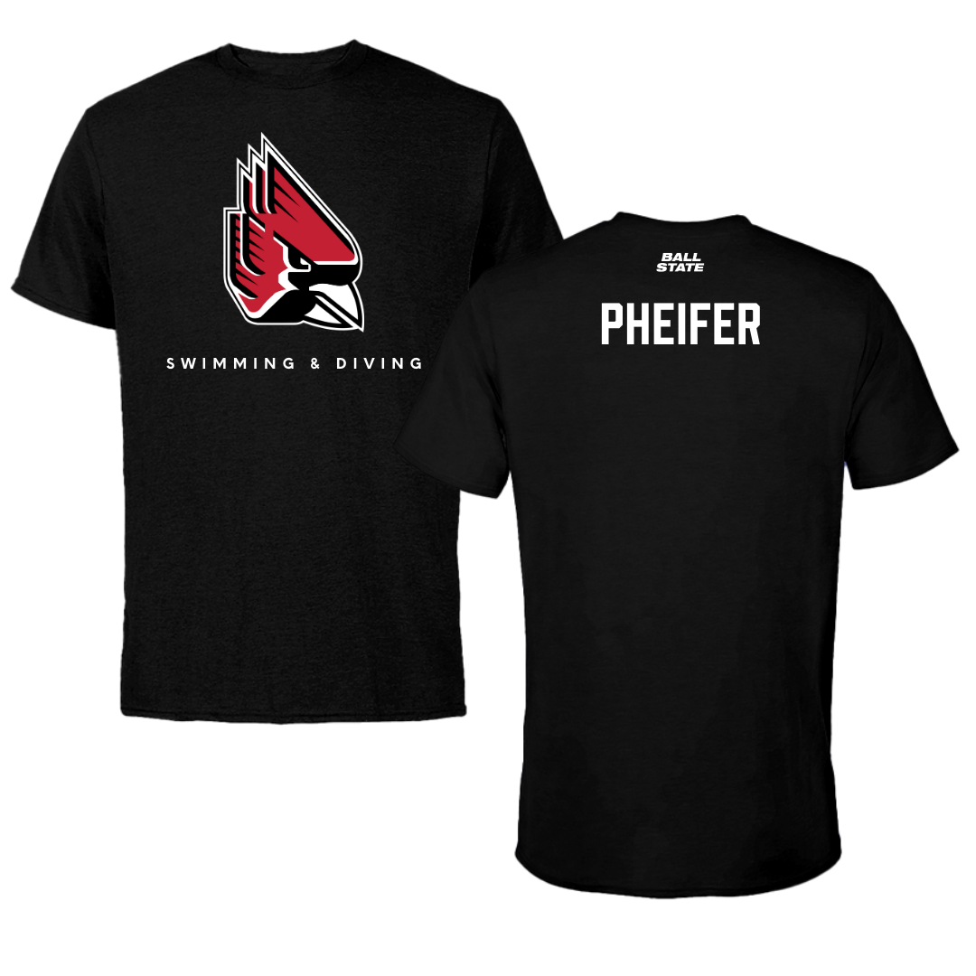 Ball State University Swimming & Diving Black Tee  - Ethan Pheifer