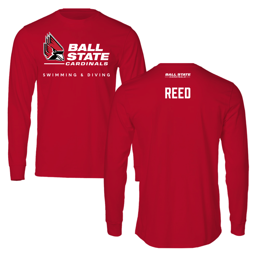 Ball State University Swimming & Diving Red Long Sleeve  - Kenny Reed