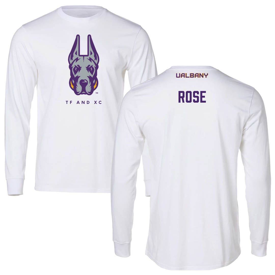 University at Albany TF and XC White Long Sleeve  - Scarlett Rose