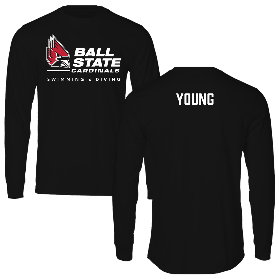 Ball State University Swimming & Diving Black Long Sleeve  - Mason Young