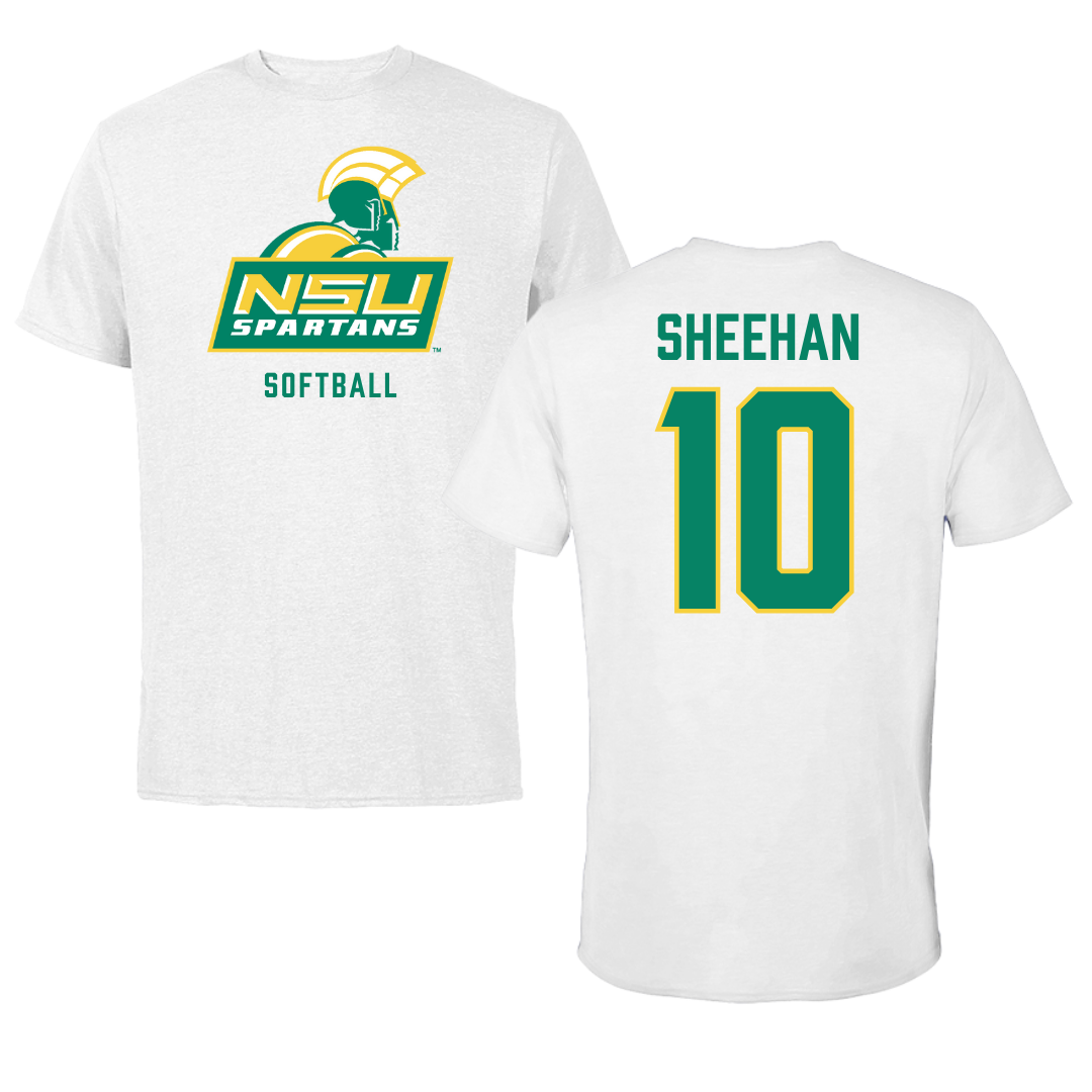 Norfolk State University Softball White Performance Tee - #10 Lauren Sheehan