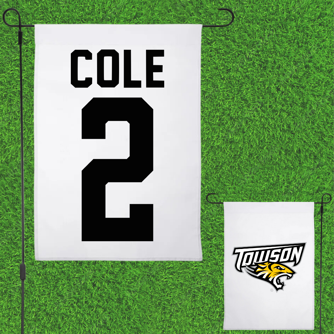Towson University Basketball White Garden Flag - #2 Jaiden Cole