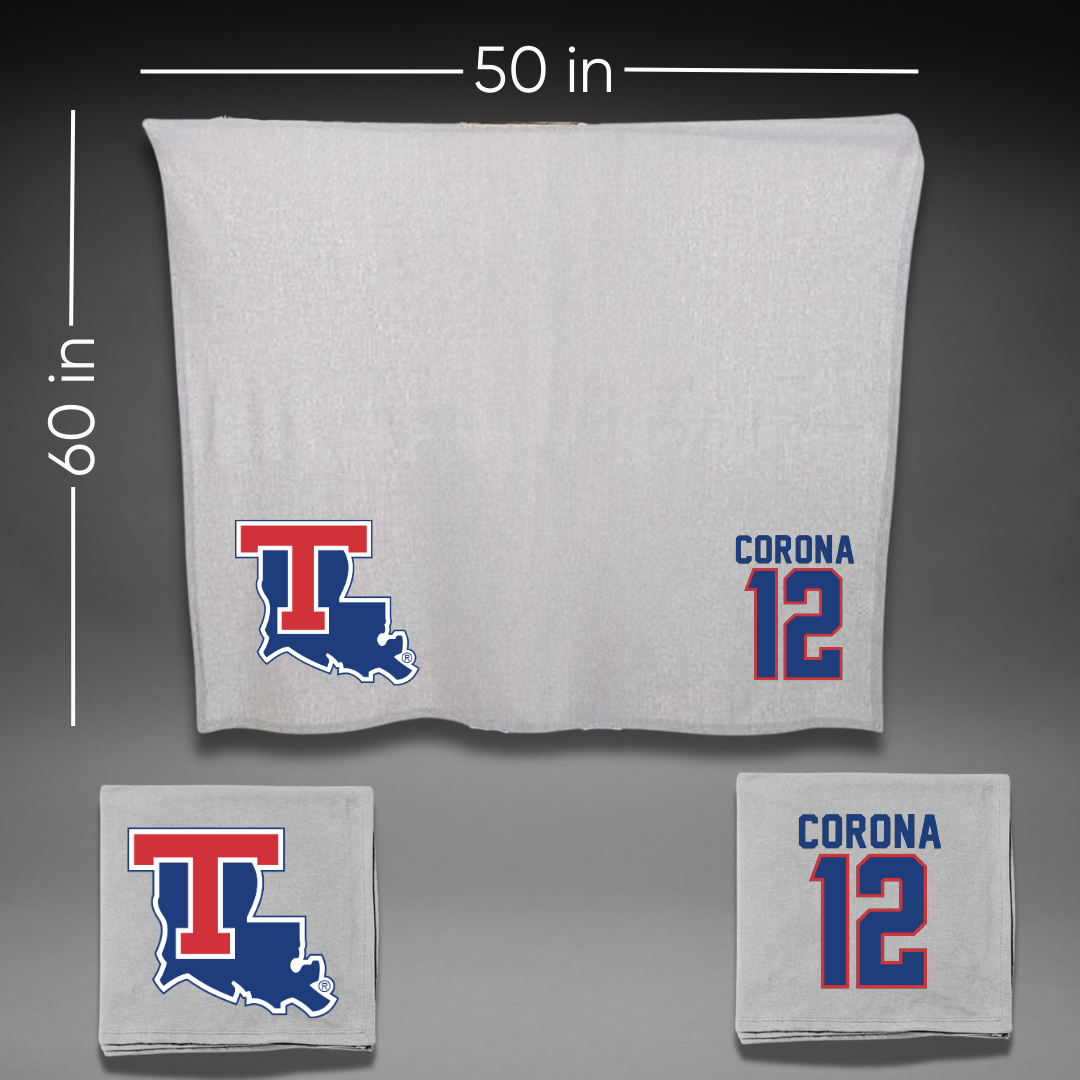 Louisiana Tech University Baseball Gray Blanket - #12 Jorge Corona