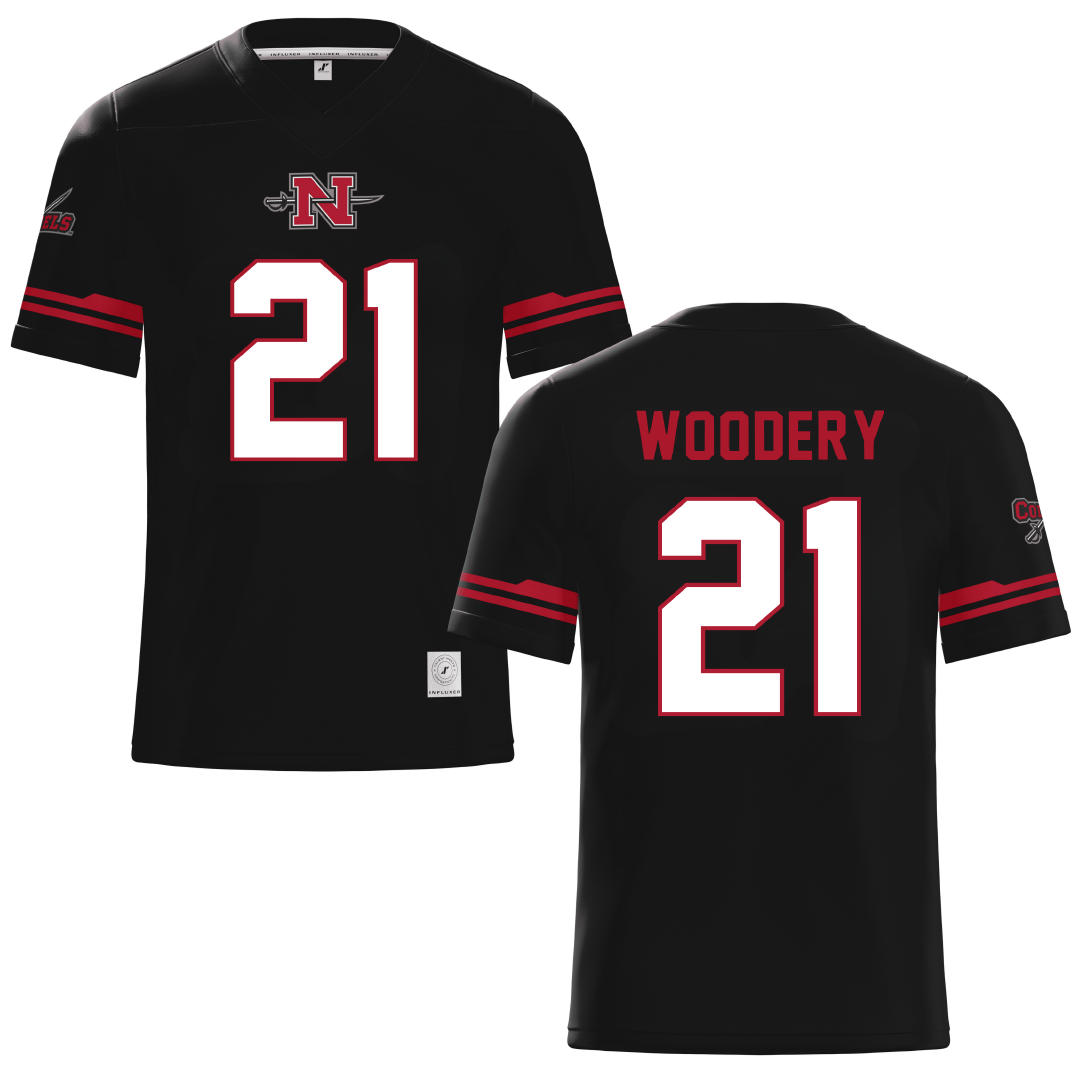 Nicholls State University Black Football Jersey - #21 Malik Woodery
