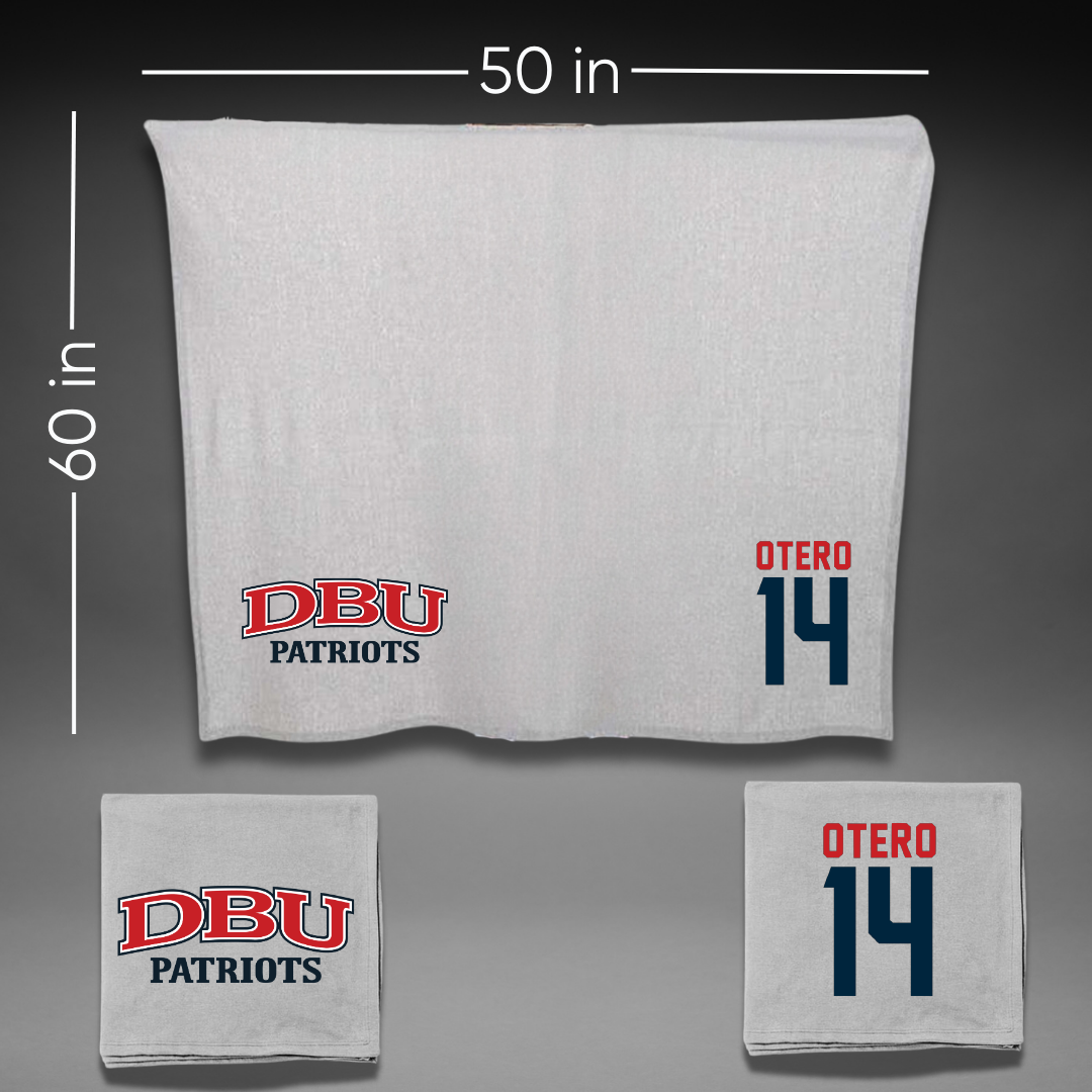 Dallas Baptist University Volleyball Gray Blanket - #14 Lindsey Otero