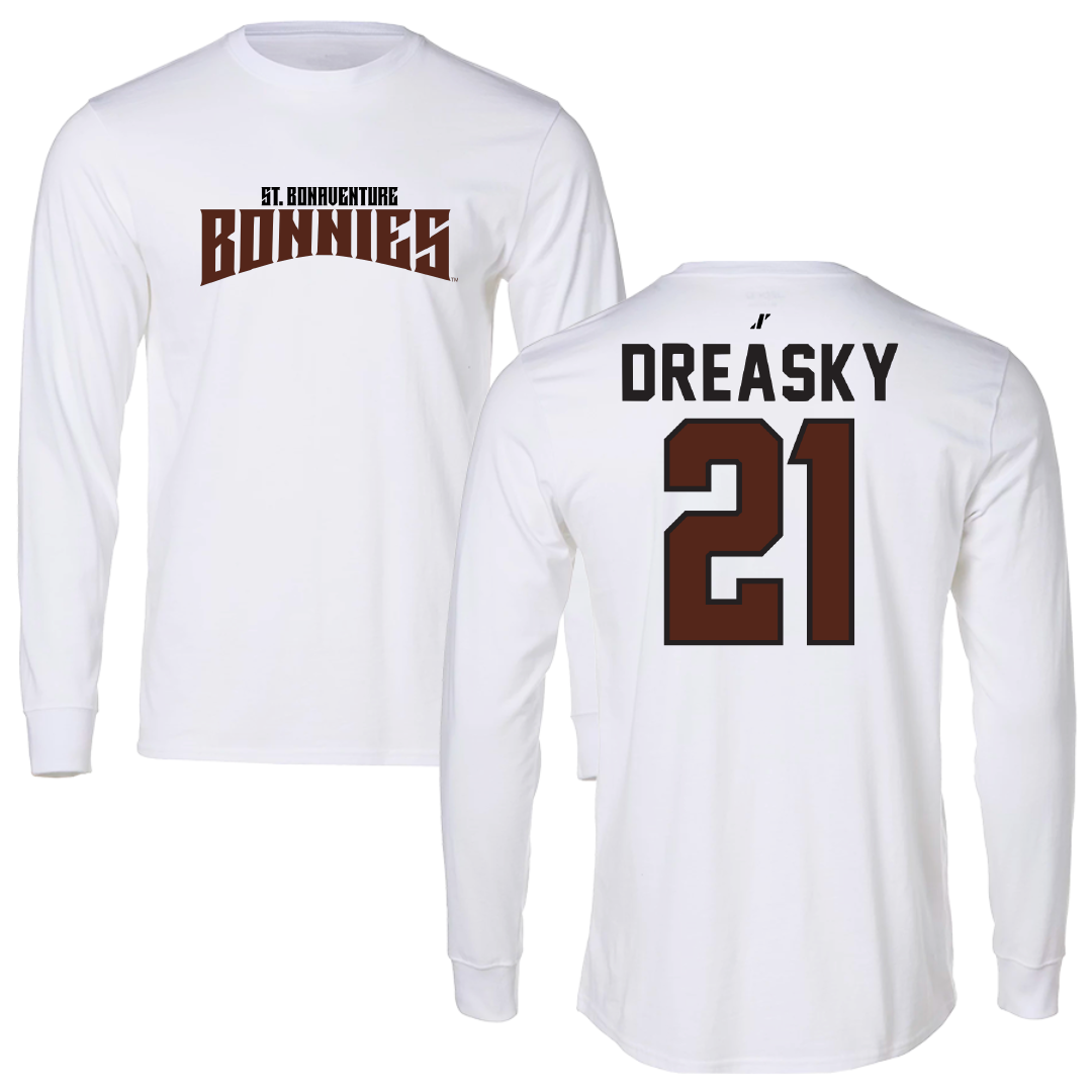 St. Bonaventure University Soccer White Classic Long Sleeve - #21 Avery Dreasky