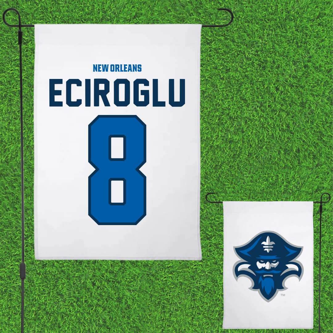 University of New Orleans Volleyball White Garden Flag - #8 Defne Eciroglu