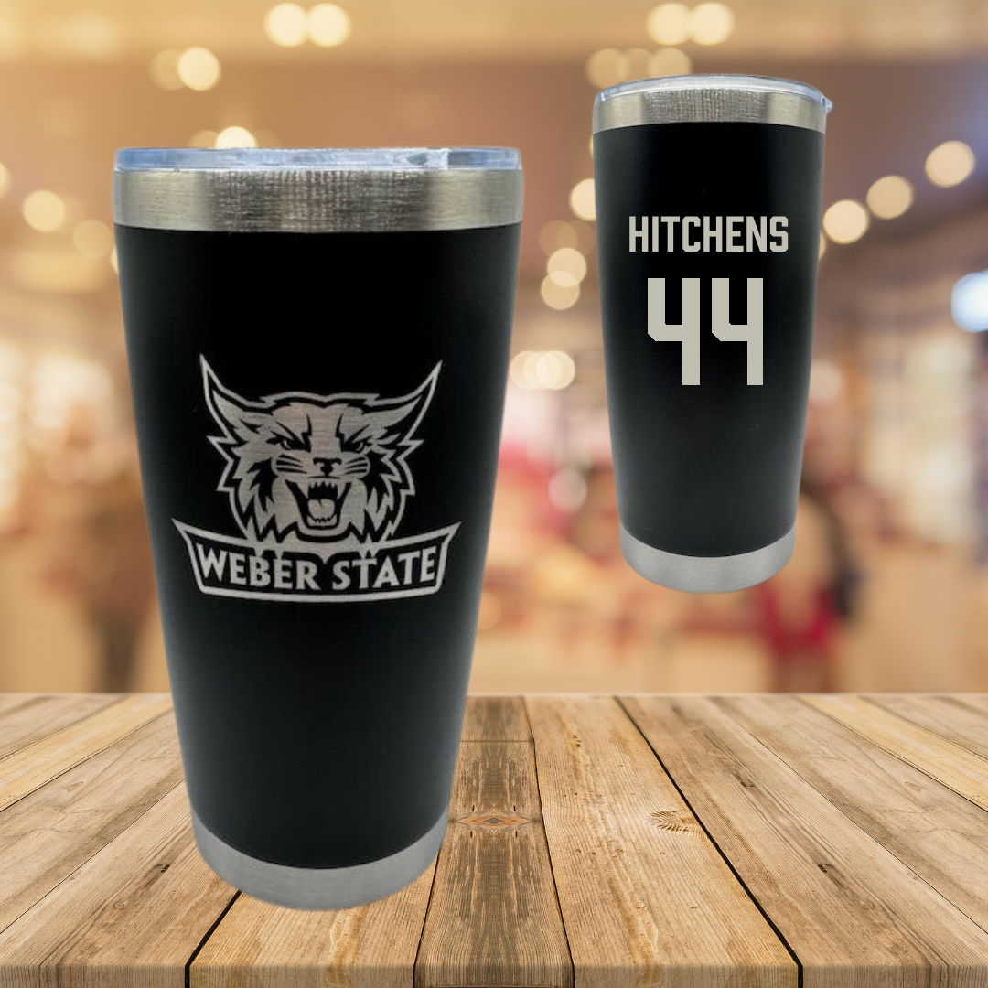 Weber State University Football Black Stainless Steel Tumbler - #44 Mayson Hitchens