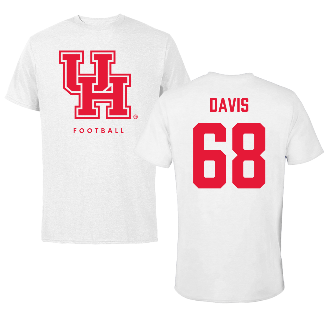 University of Houston Football White Tee - #68 Kaleb Davis