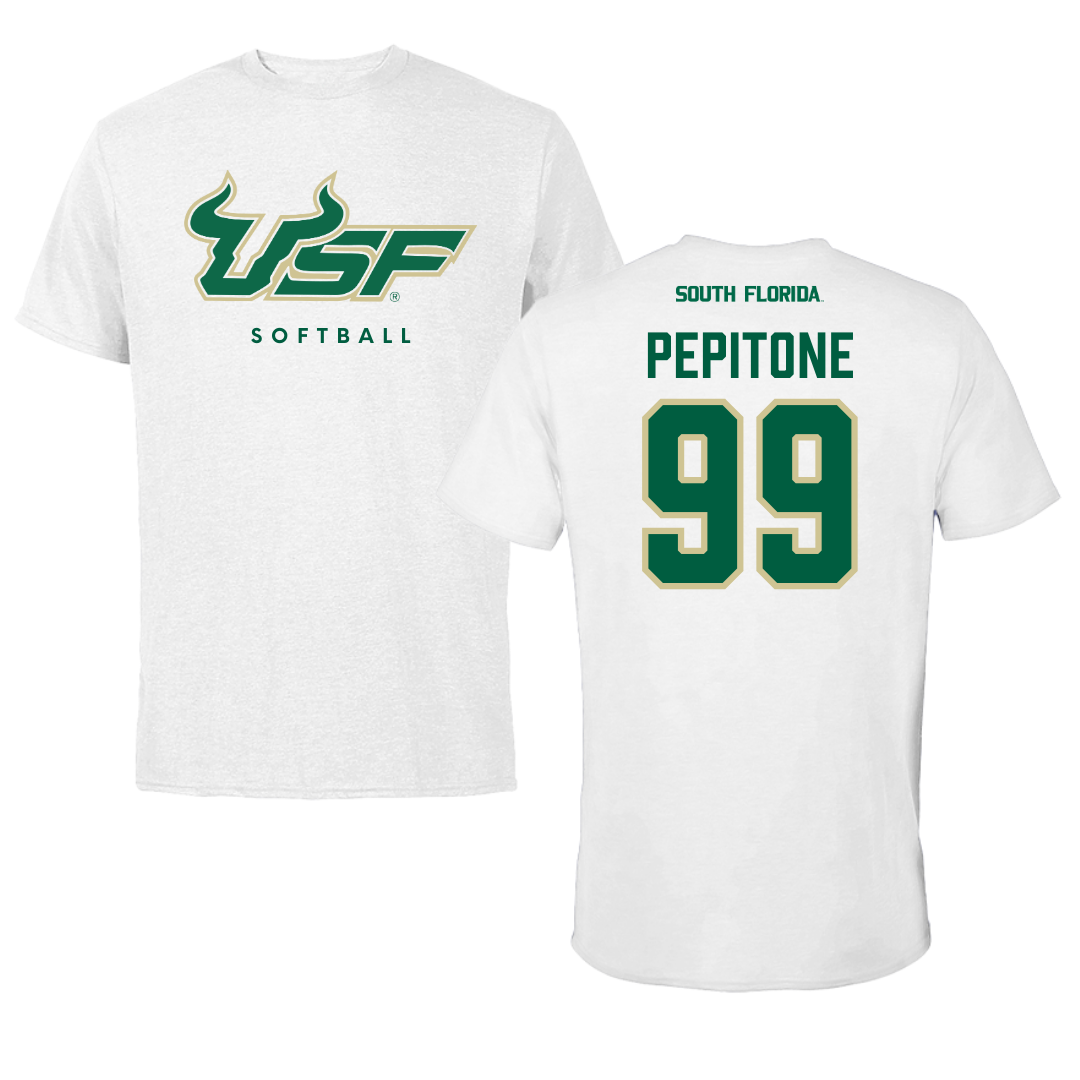 University of South Florida Softball White Performance Tee - #99 Alicea Pepitone