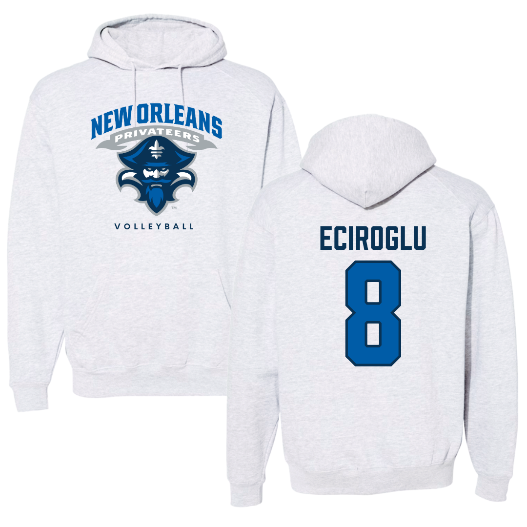 University of New Orleans Volleyball Gray Hoodie - #8 Defne Eciroglu