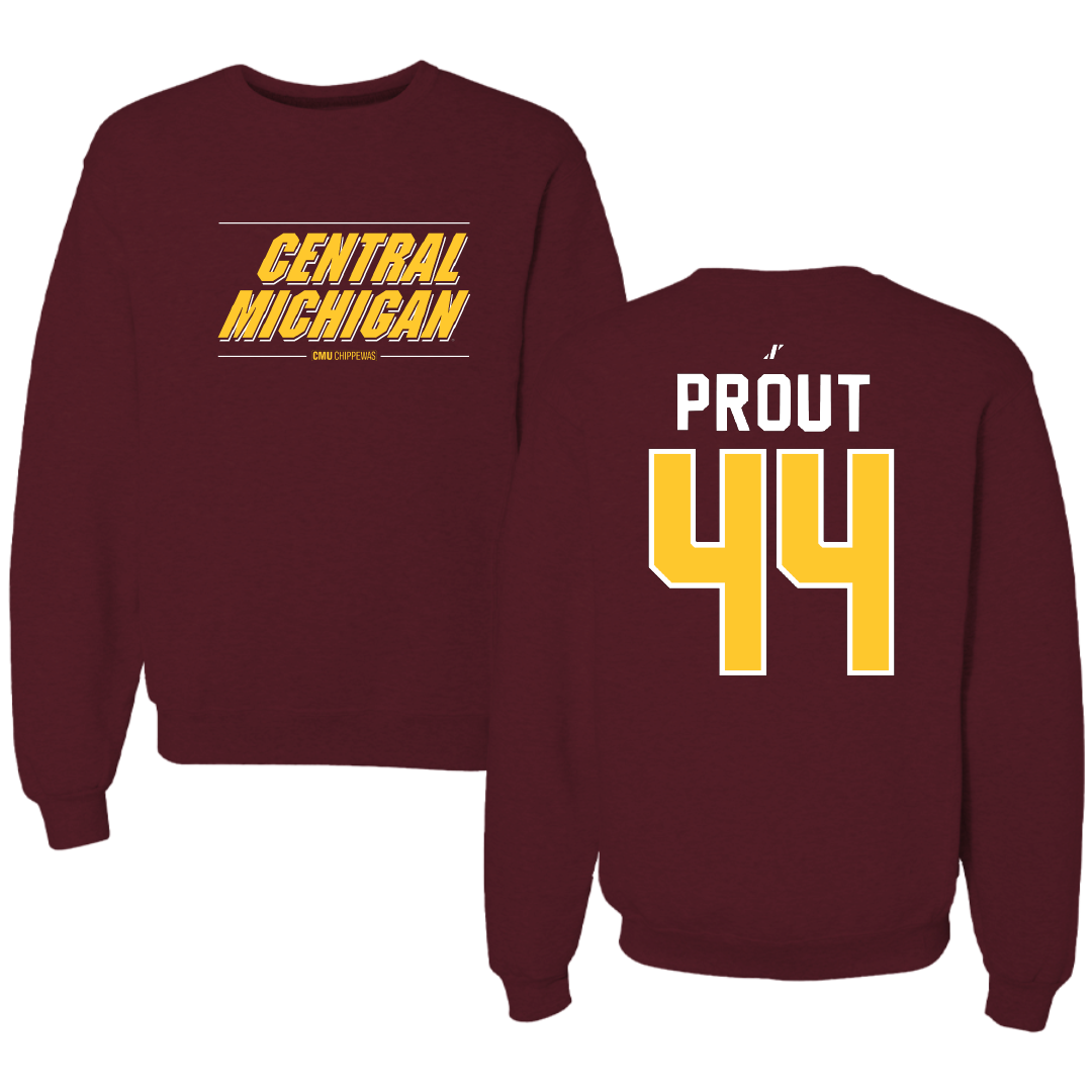 Central Michigan University Baseball Maroon General Crewneck - #44 Cole Prout
