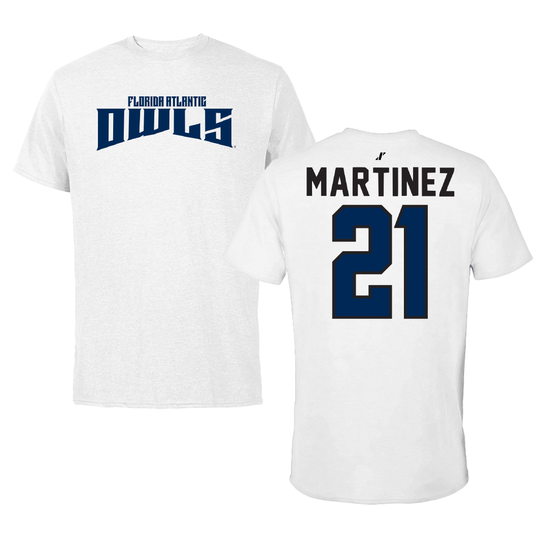 Florida Atlantic University Baseball White Classic Performance Tee - #21 John Martinez