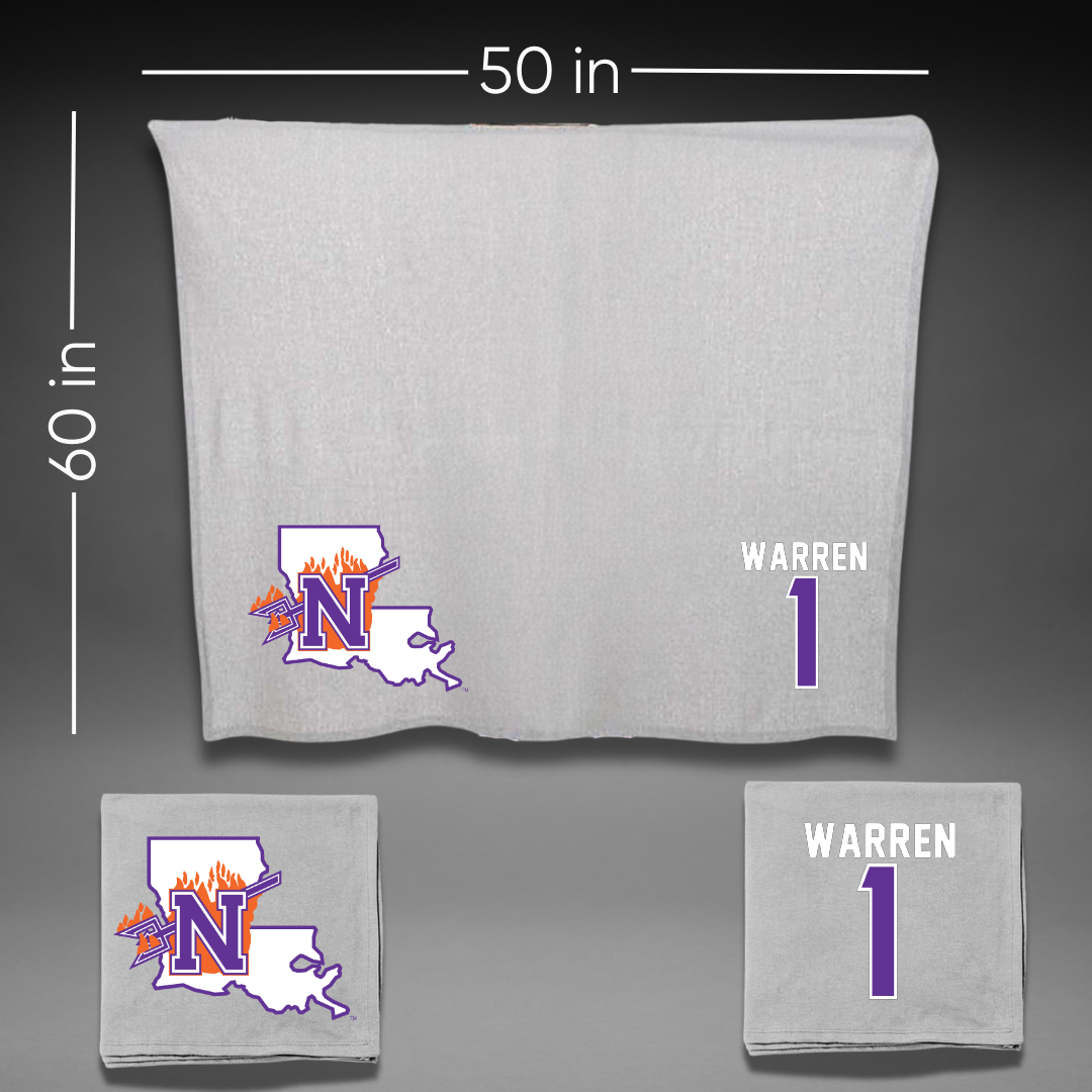 Northwestern State University Basketball Gray Blanket - #1 JT Warren