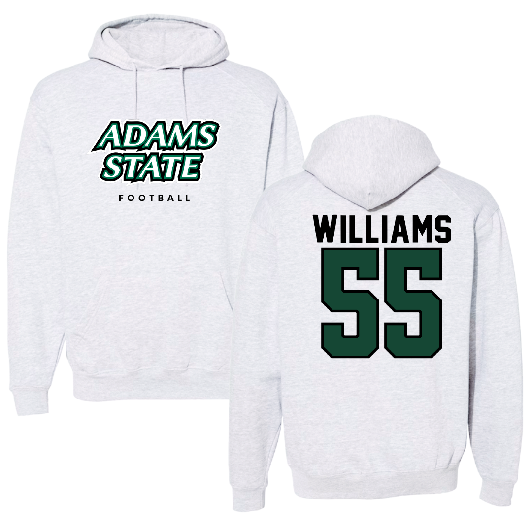 Adams State University Football Gray Block Hoodie - #55 Quincy Williams
