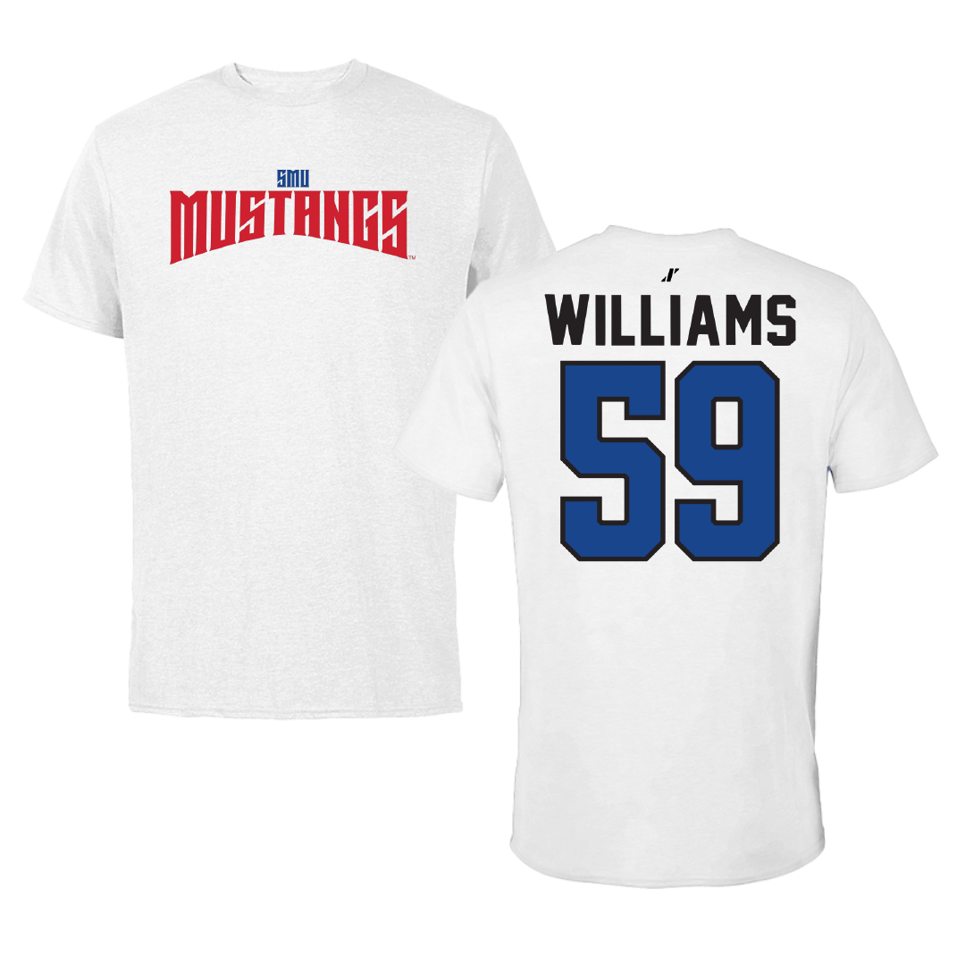 Southern Methodist University Football White Classic Tee - #59 PJ Williams