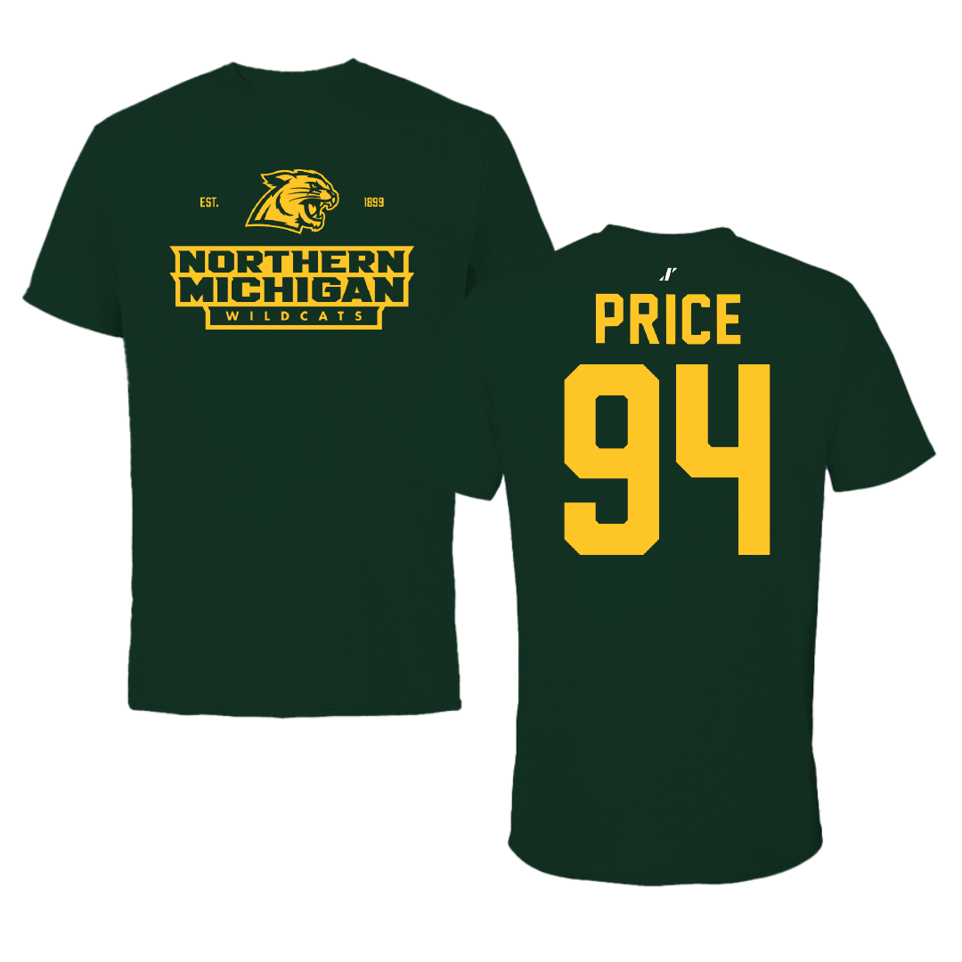 Northern Michigan University Football Forest Green General Tee - #94 Jake Price