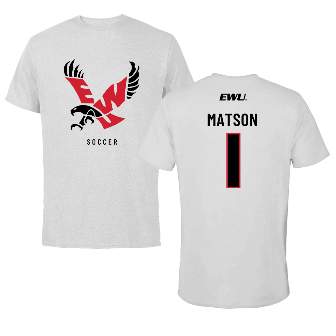 Eastern Washington University Soccer Light Gray Performance Tee - #1 Kiara Matson