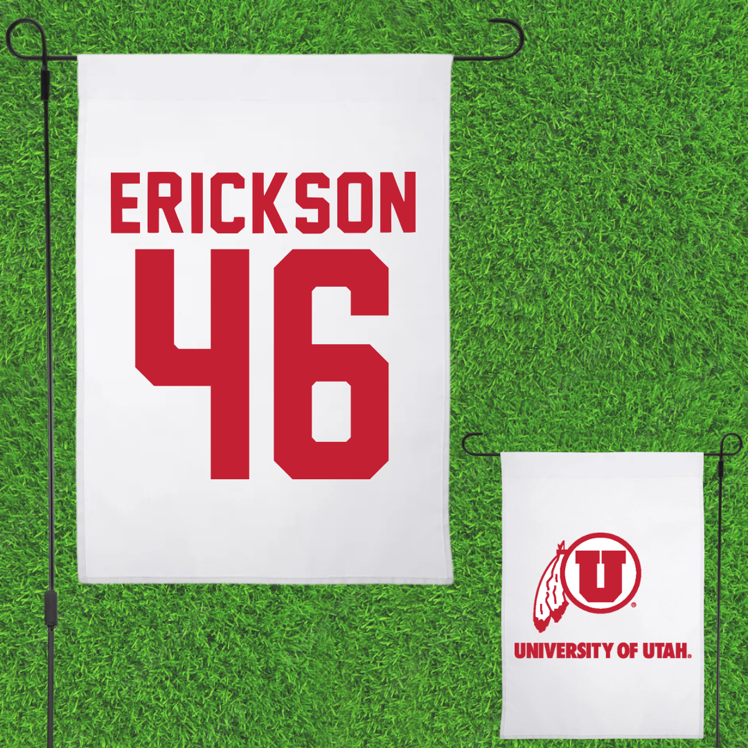 University of Utah Football White Garden Flag - #46 Hayden Erickson