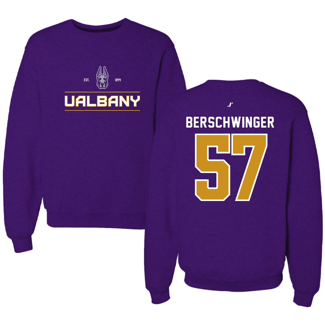 University at Albany Football Purple General Crewneck - #57 Troy Berschwinger