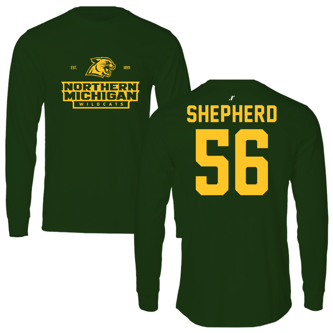 Northern Michigan University Football Forest Green General Long Sleeve - #56 Graycen Shepherd