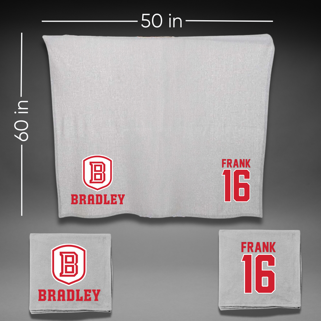 Bradley University Soccer Gray Blanket - #16 Caden Frank