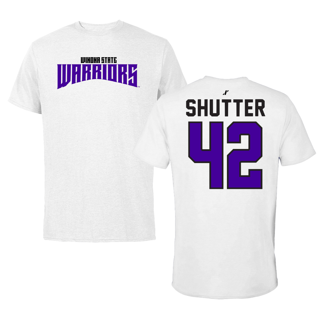 Winona State University Football White Classic Tee - #42 Sam Shutter