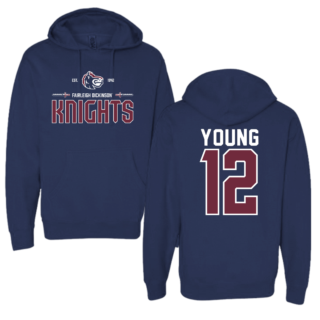 Fairleigh Dickinson University-Metropolitan Campus Volleyball Navy General Hoodie - #12 Ethan Young