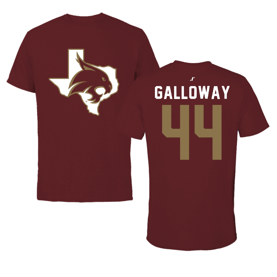 Texas State University Baseball Maroon State Performance Tee - #44 Rashawn Galloway
