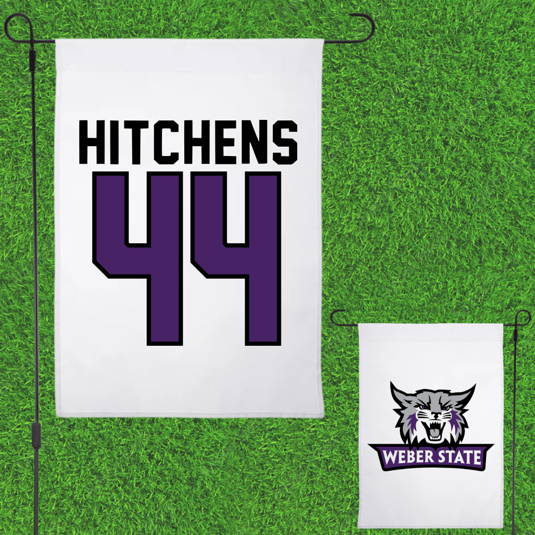 Weber State University Football White Garden Flag - #44 Mayson Hitchens