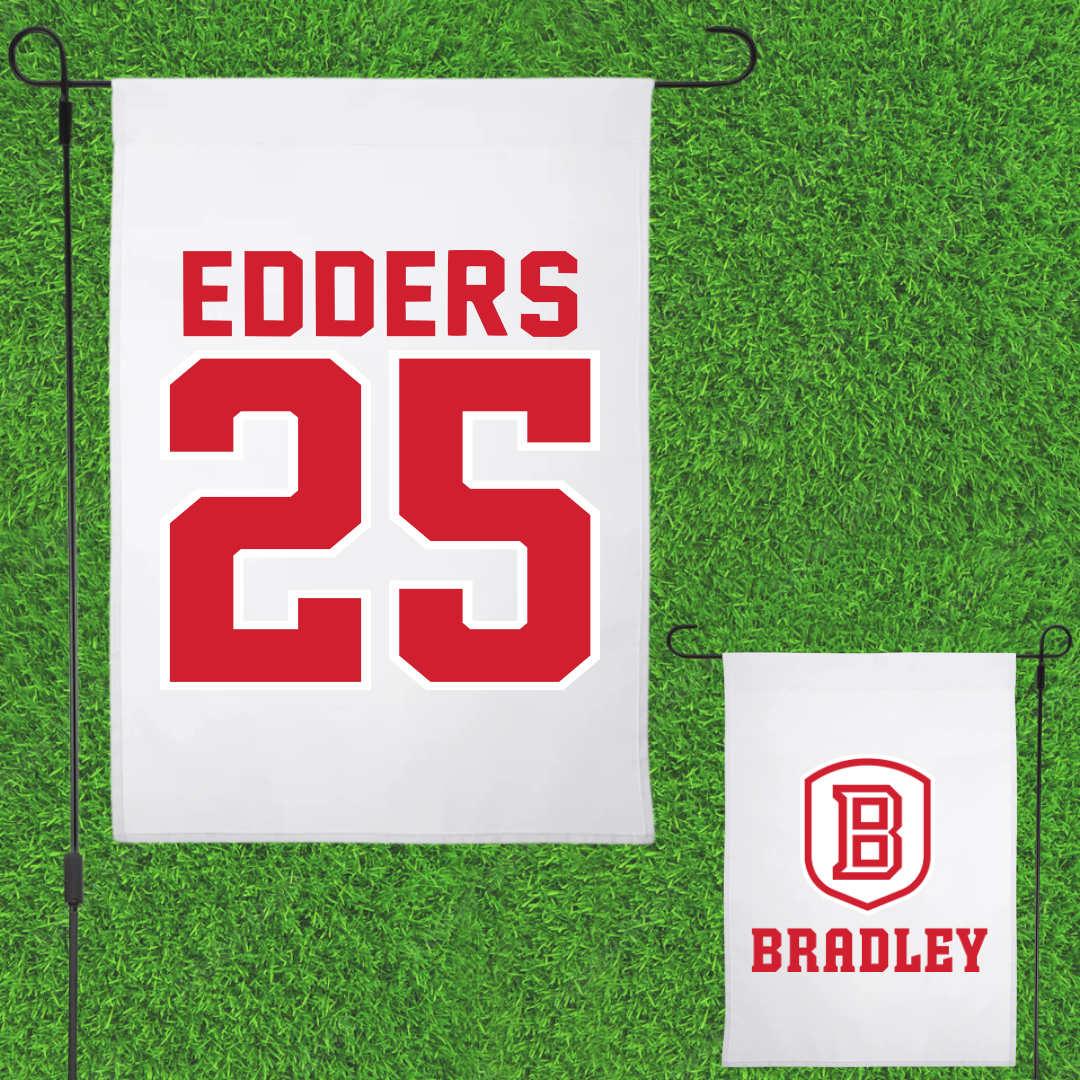Bradley University Baseball White Garden Flag - #25 Noah Edders