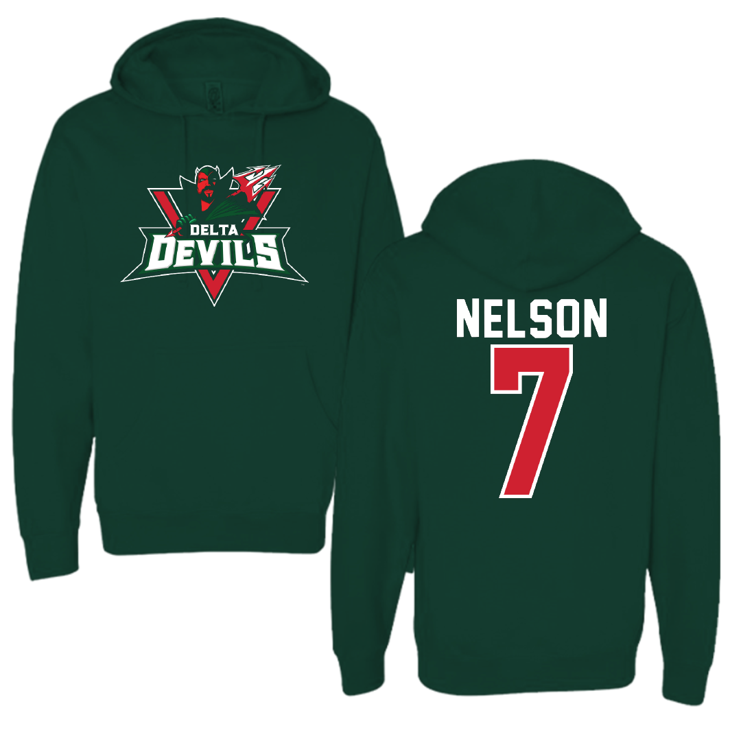 Mississippi Valley State University Football Forest Green Hoodie - #7 Camo Nelson