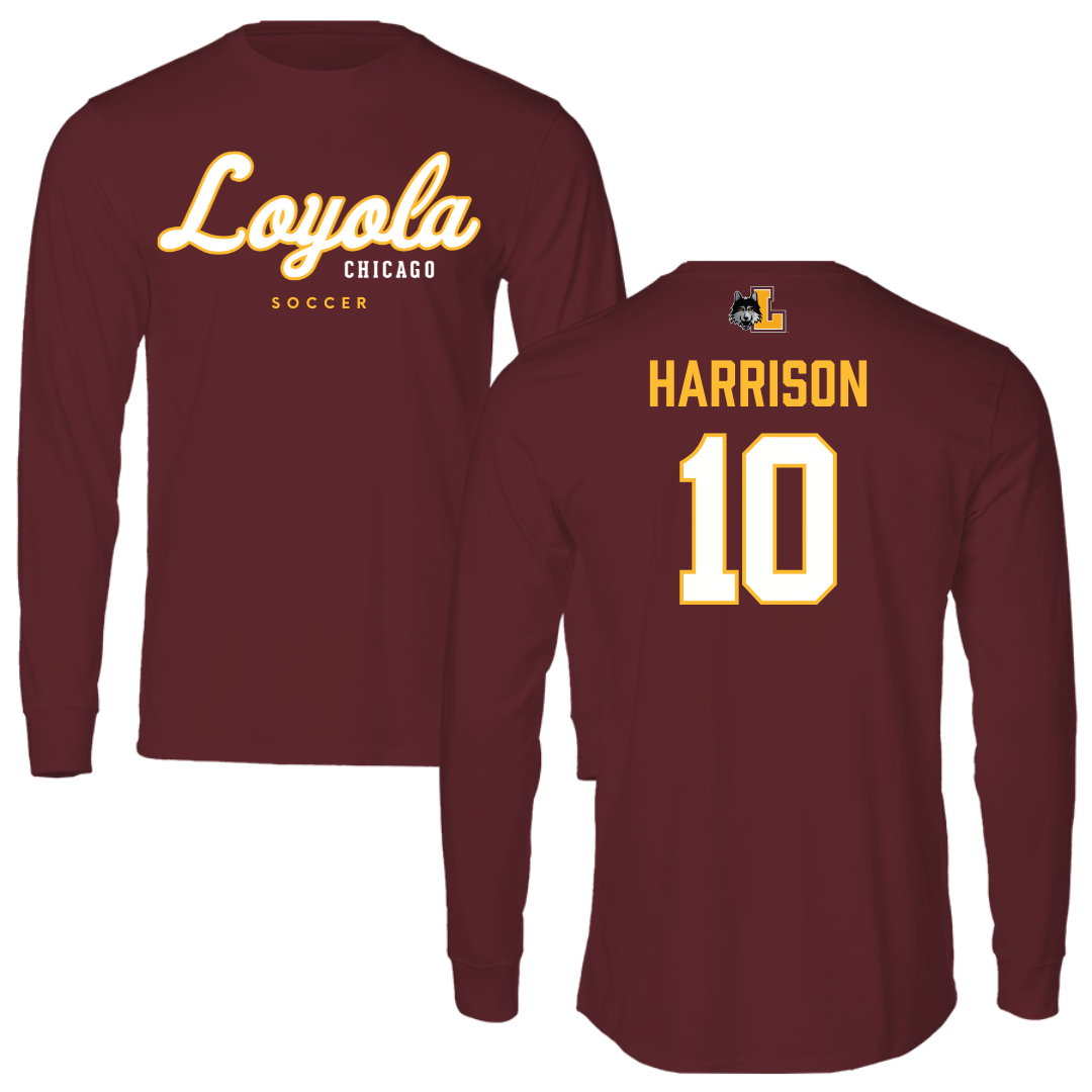 Loyola University-Chicago Soccer Maroon Block Performance Long Sleeve - #10 Taylor Harrison