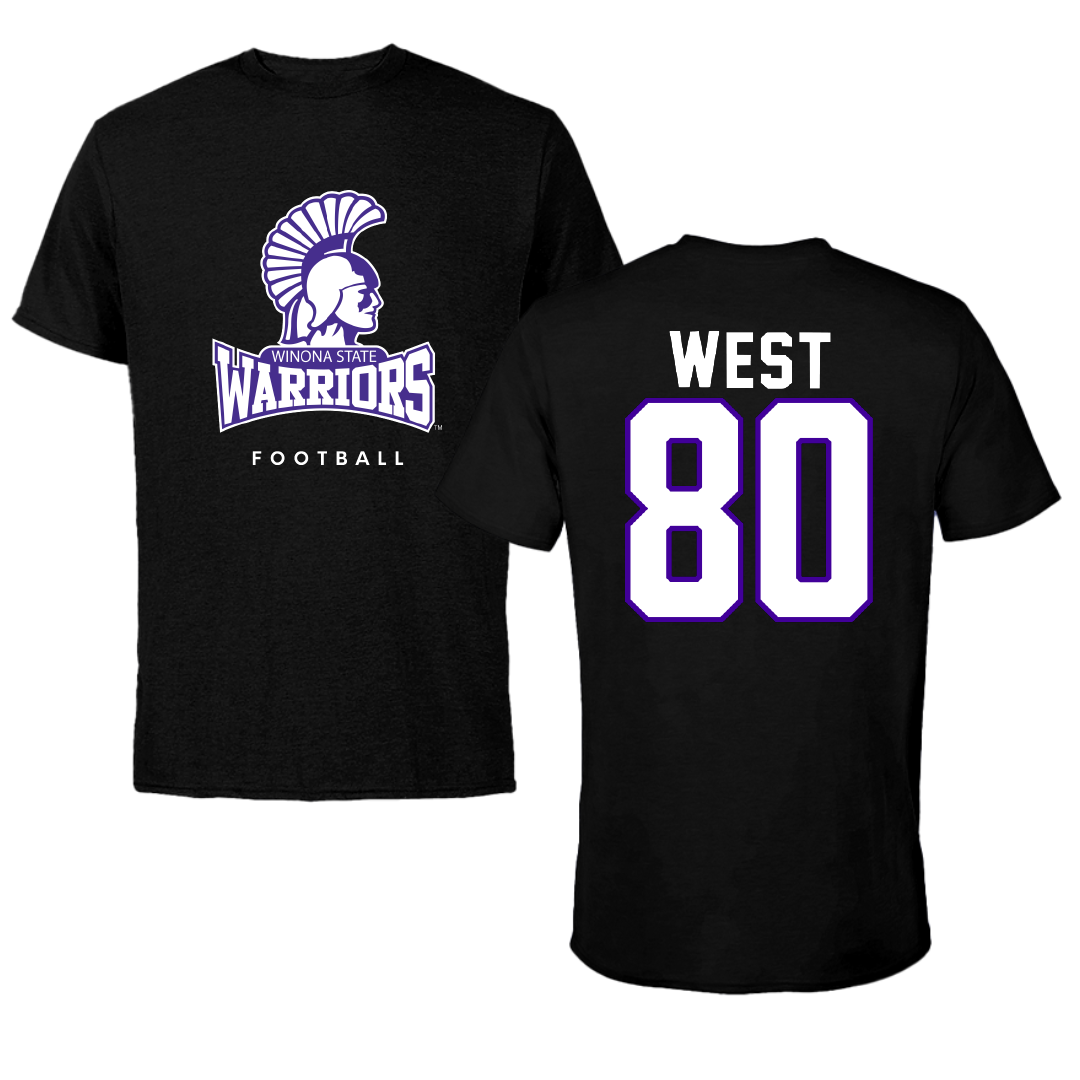 Winona State University Football Black Tee - #80 Jaylen West